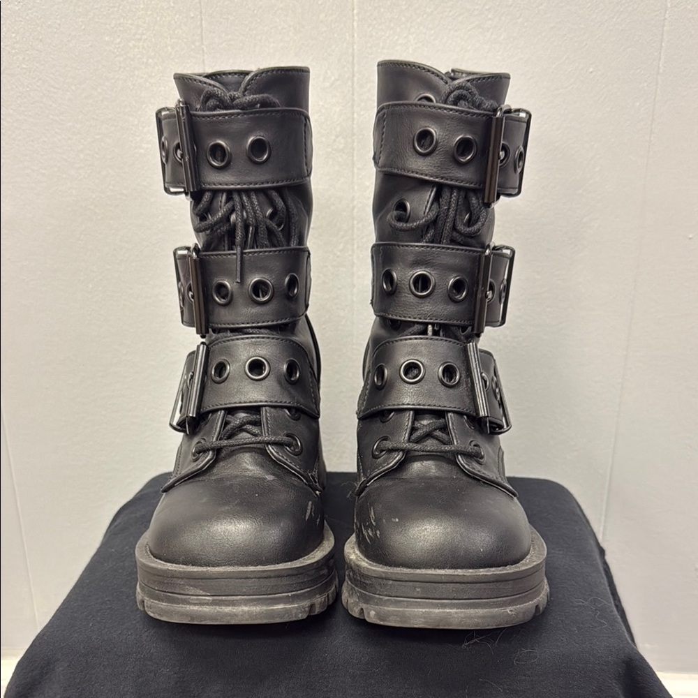 Demonia Black Platform Combat Boots
